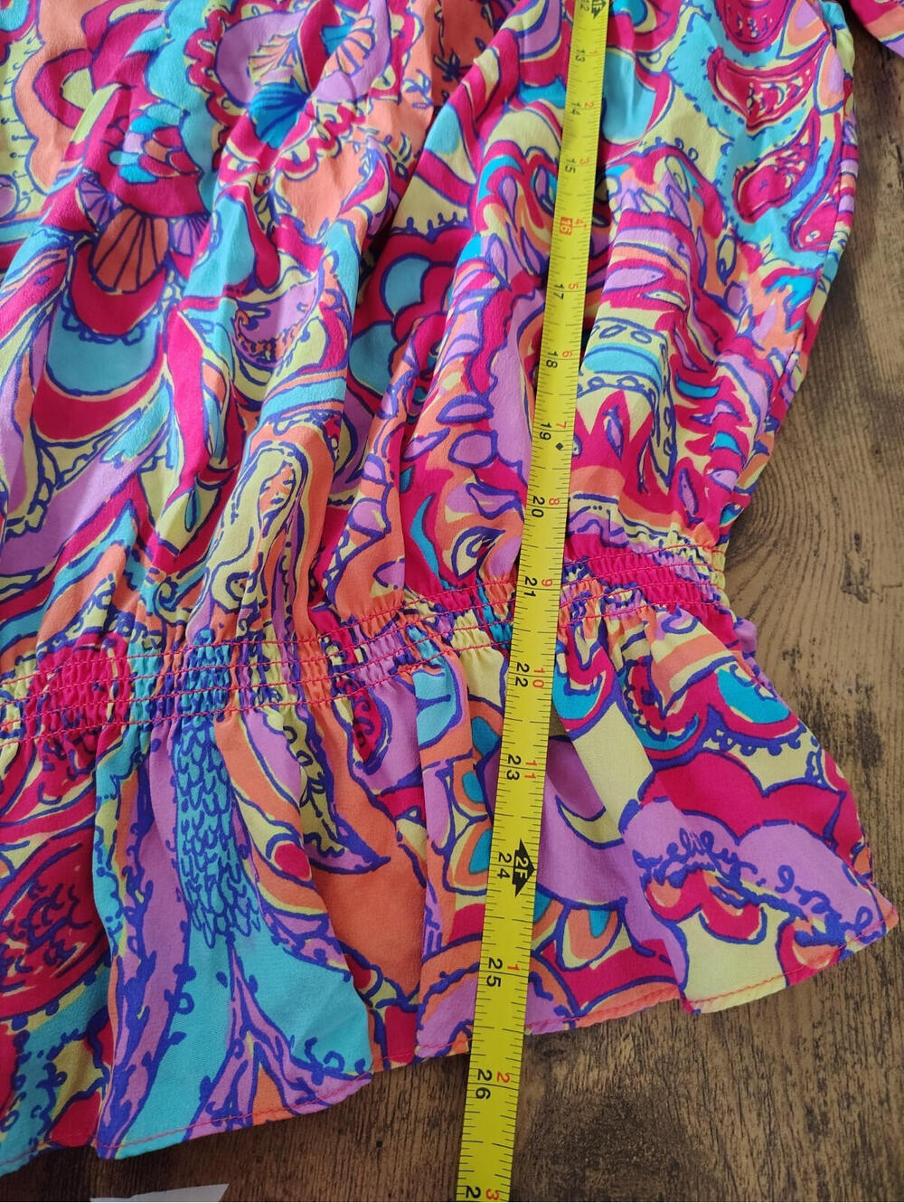 Lily Pulitzer Sz L Women Blouse Multicolor floral long Sleeve 100% Silk Boho - Picture 8 of 9